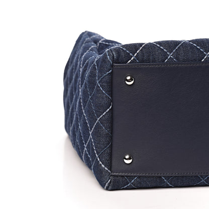 Chanel Denim Quilted Large Coco Handle Shopping Tote Blue 8 of 11