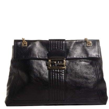 Fendi Vitello Acqua Maxi Baguette Shoulder Bag Black 1 of 10
