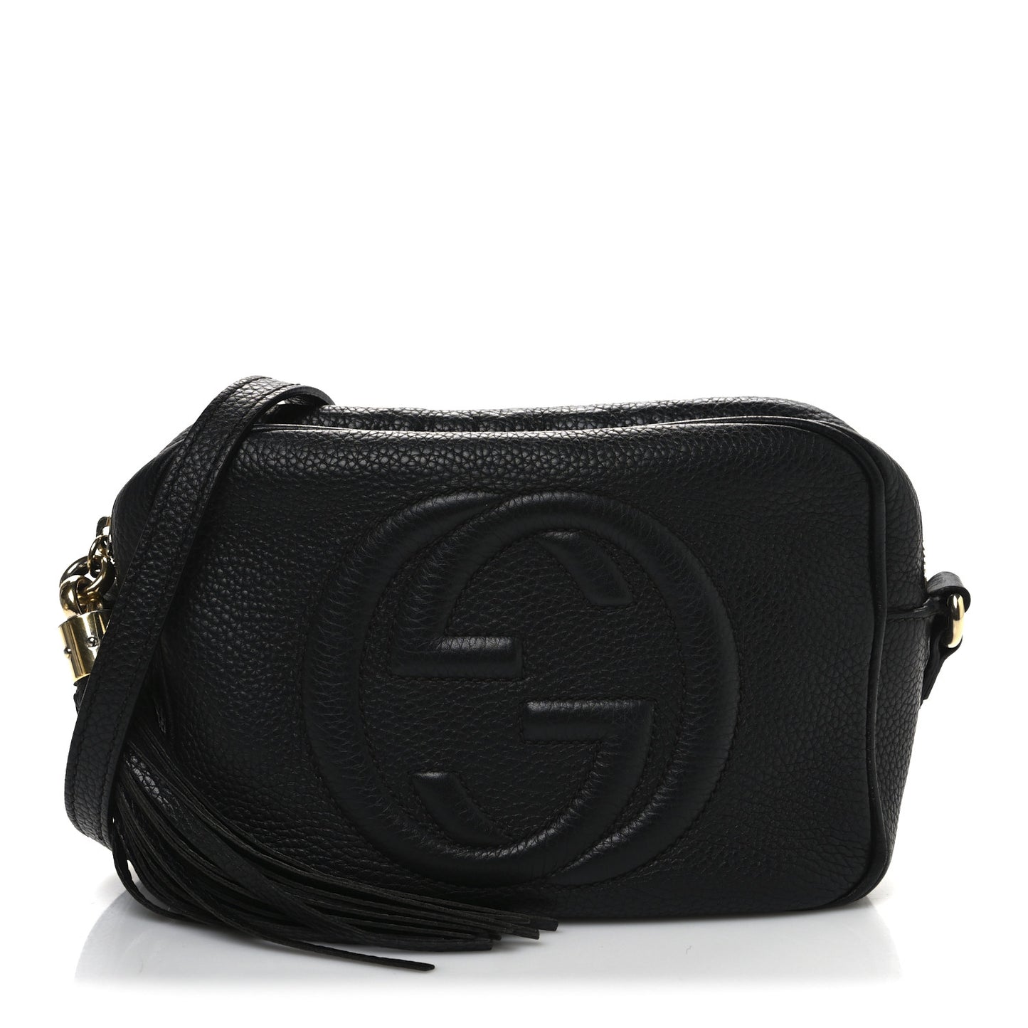 Pebbled Calfskin Small Soho Disco Bag Black