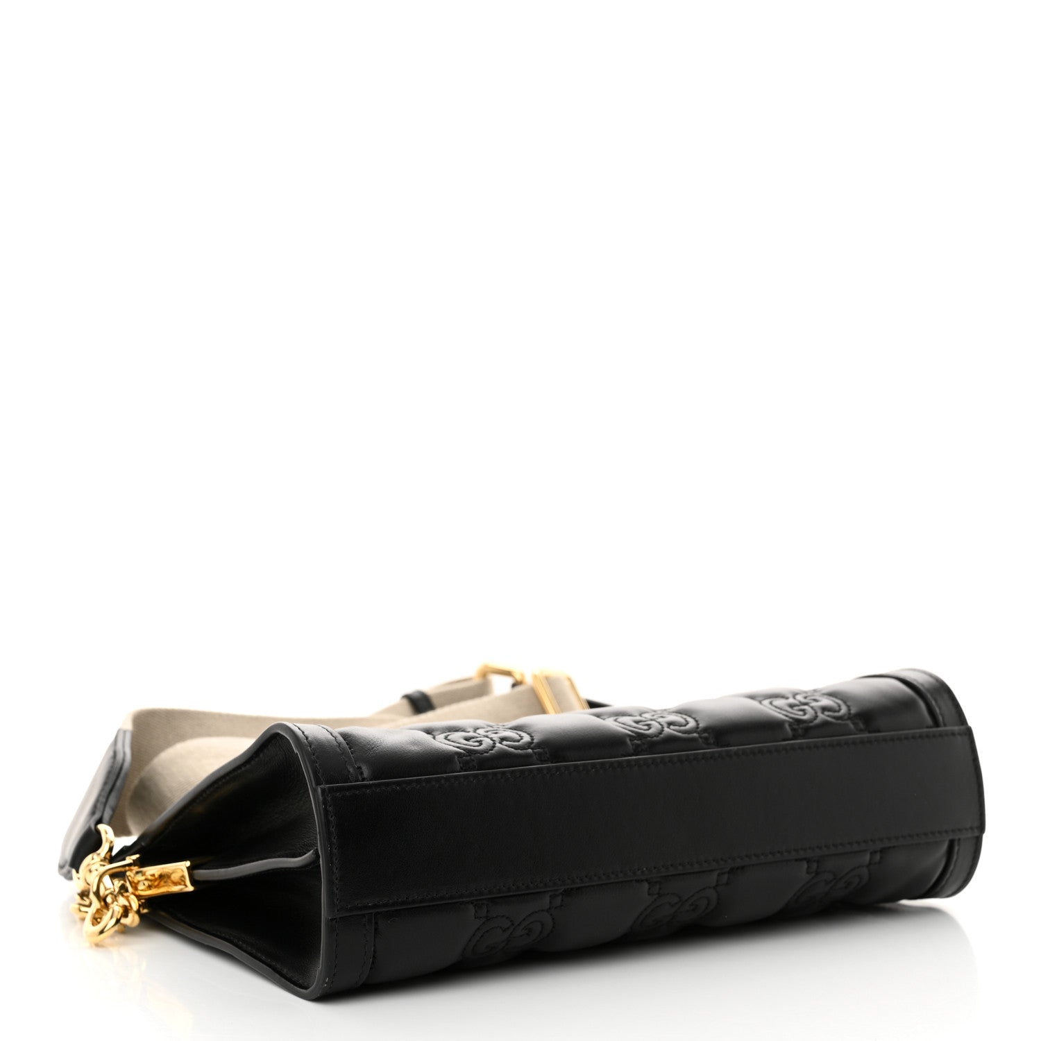 Gucci Calfskin GG Matelasse Small Slim Chain Shoulder Bag Black Natural 4 of 11