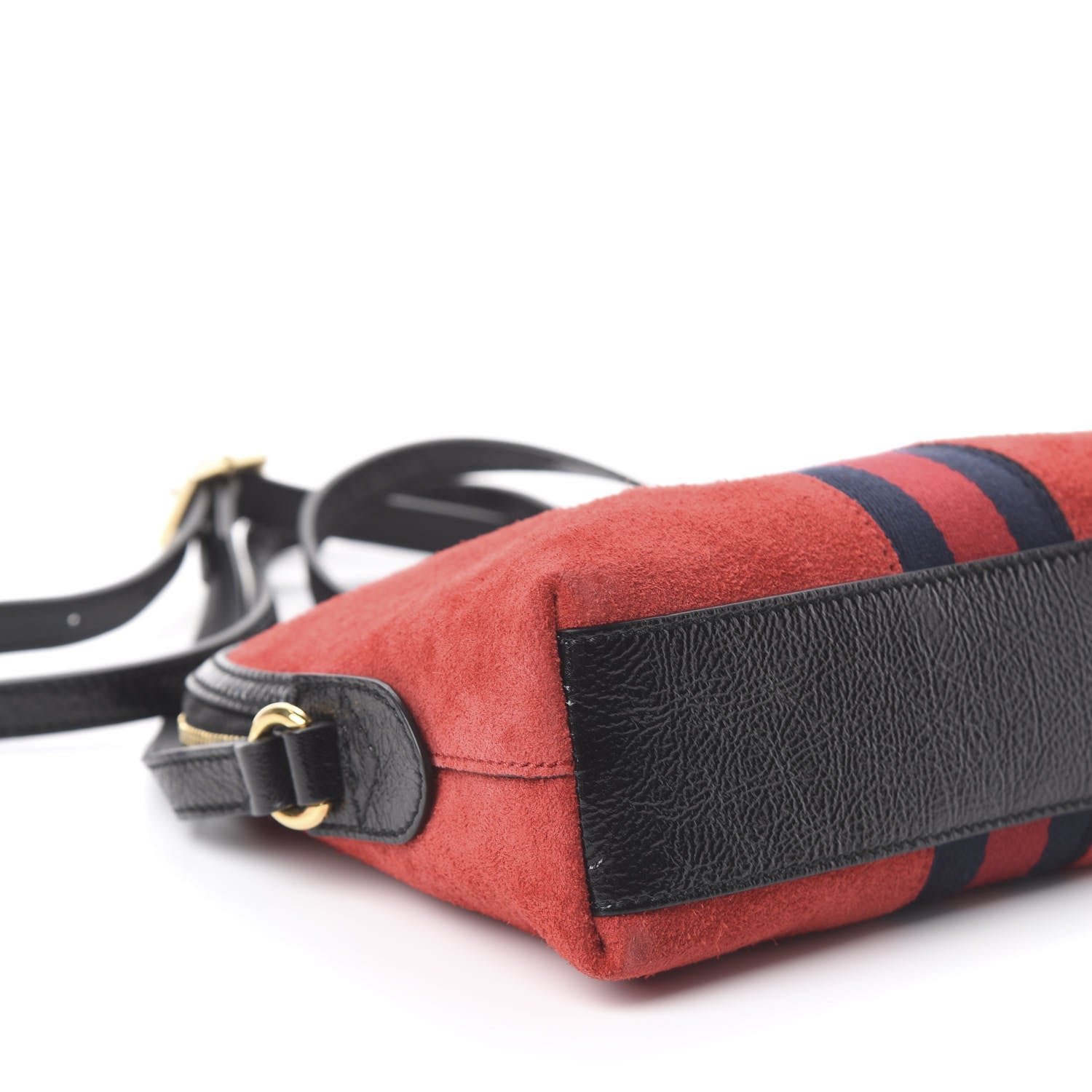 Gucci Suede Patent Web GG Small Ophidia Dome Shoulder Bag Hibiscus Red 7 of 8