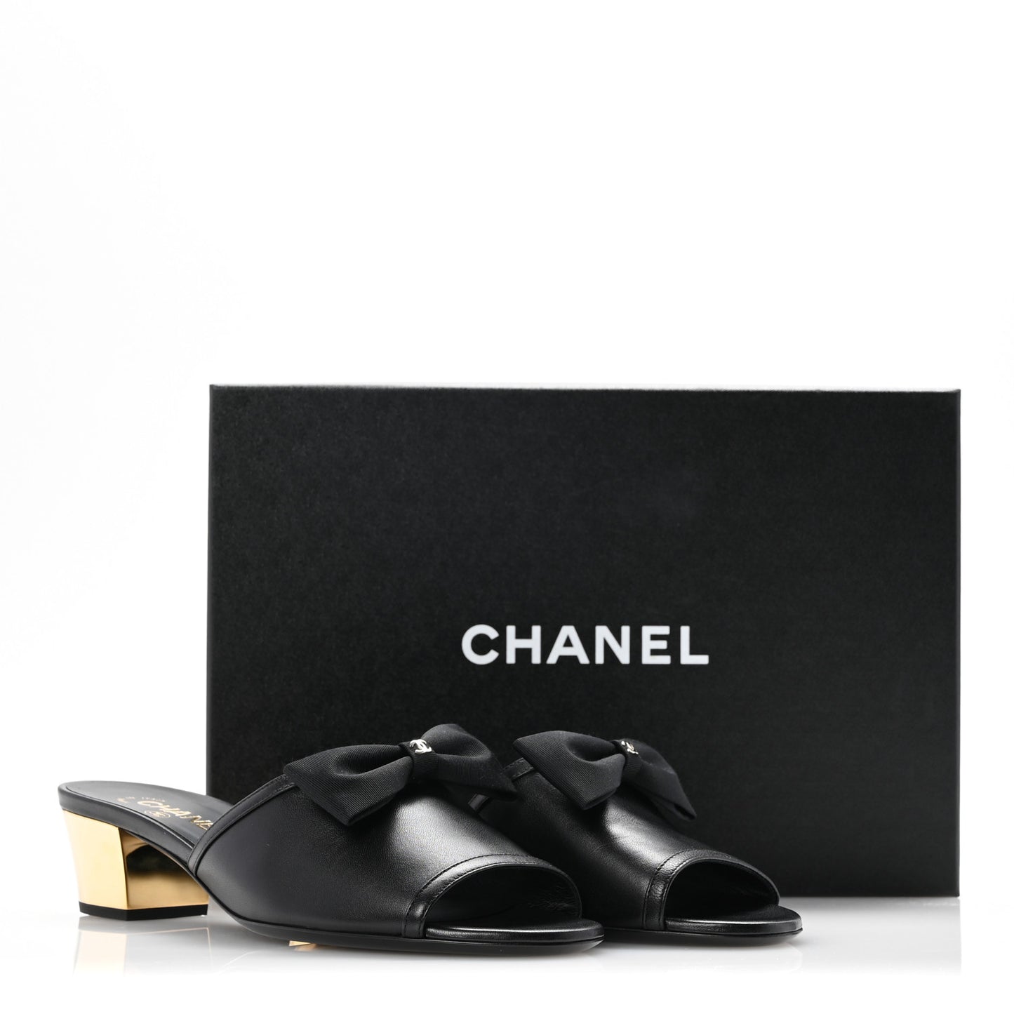 Lambskin Bow Mules 39 Black