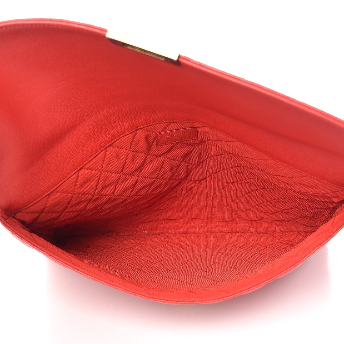 Caviar Quilted Large Golden Class Pouch Red