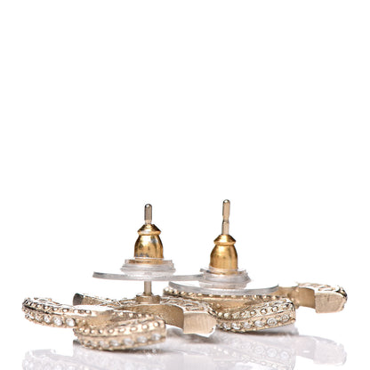 Chanel Crystal CC Earrings Light Gold 3 of 4