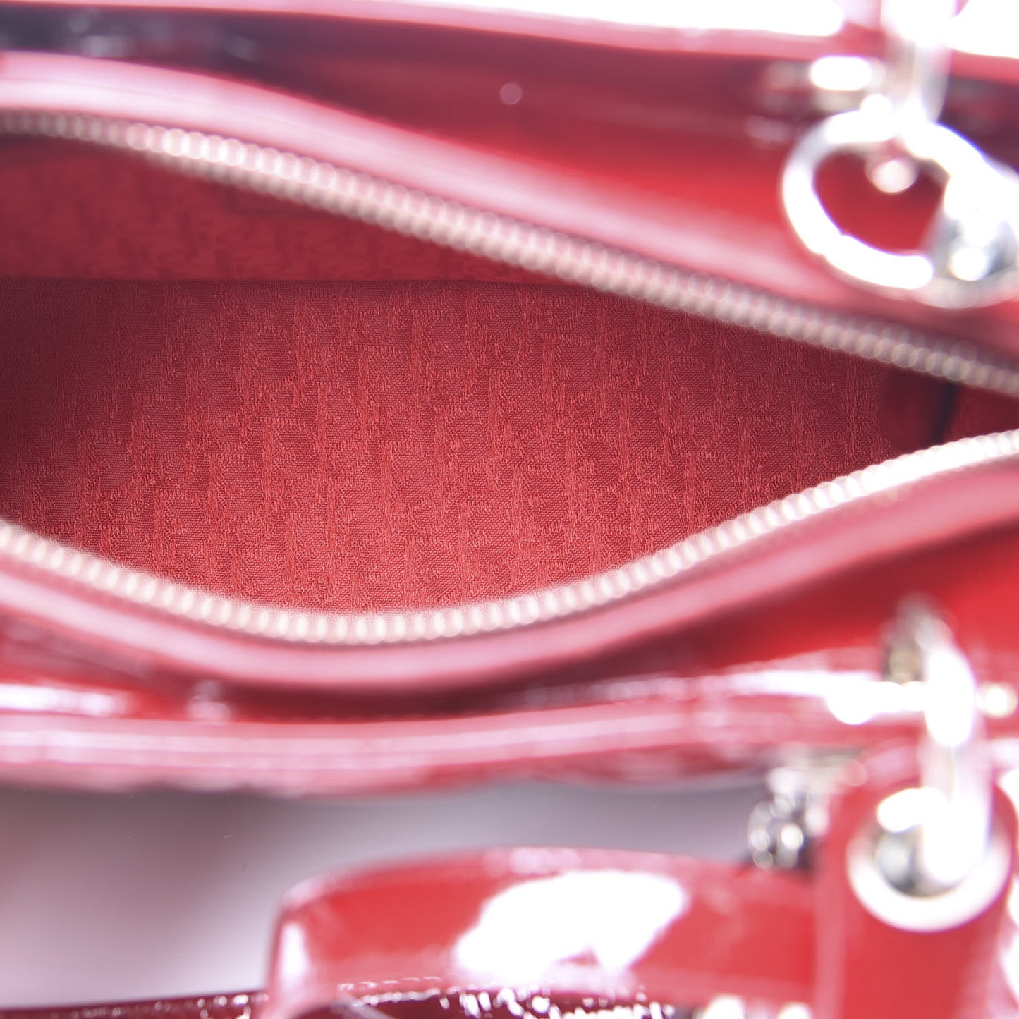 Patent Cannage Medium Lady Dior Red