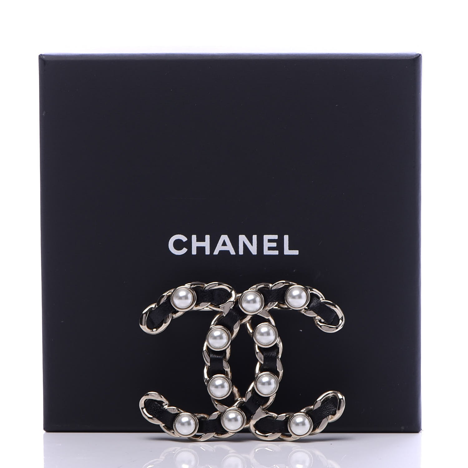 Chanel Lambskin Chain CC Brooch Black Gold 6 of 6