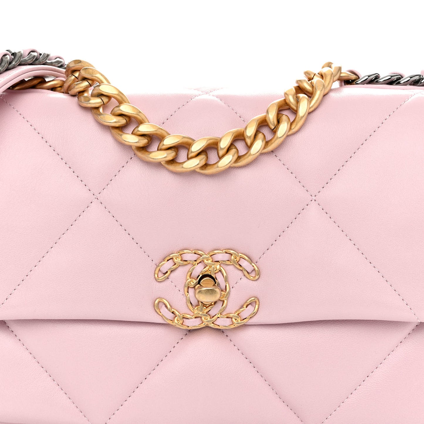 Lambskin Quilted Medium Chanel 19 Flap Light Pink