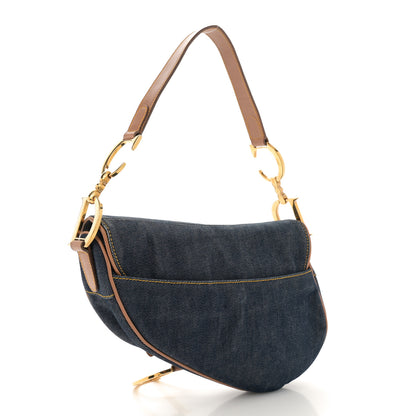 Christian Dior Denim Calfskin Saddle Bag Blue 3 of 13