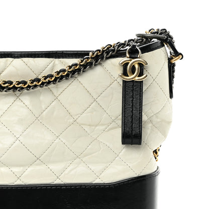 Chanel Aged Calfskin Quilted Medium Gabrielle Hobo Black White 8 of 22