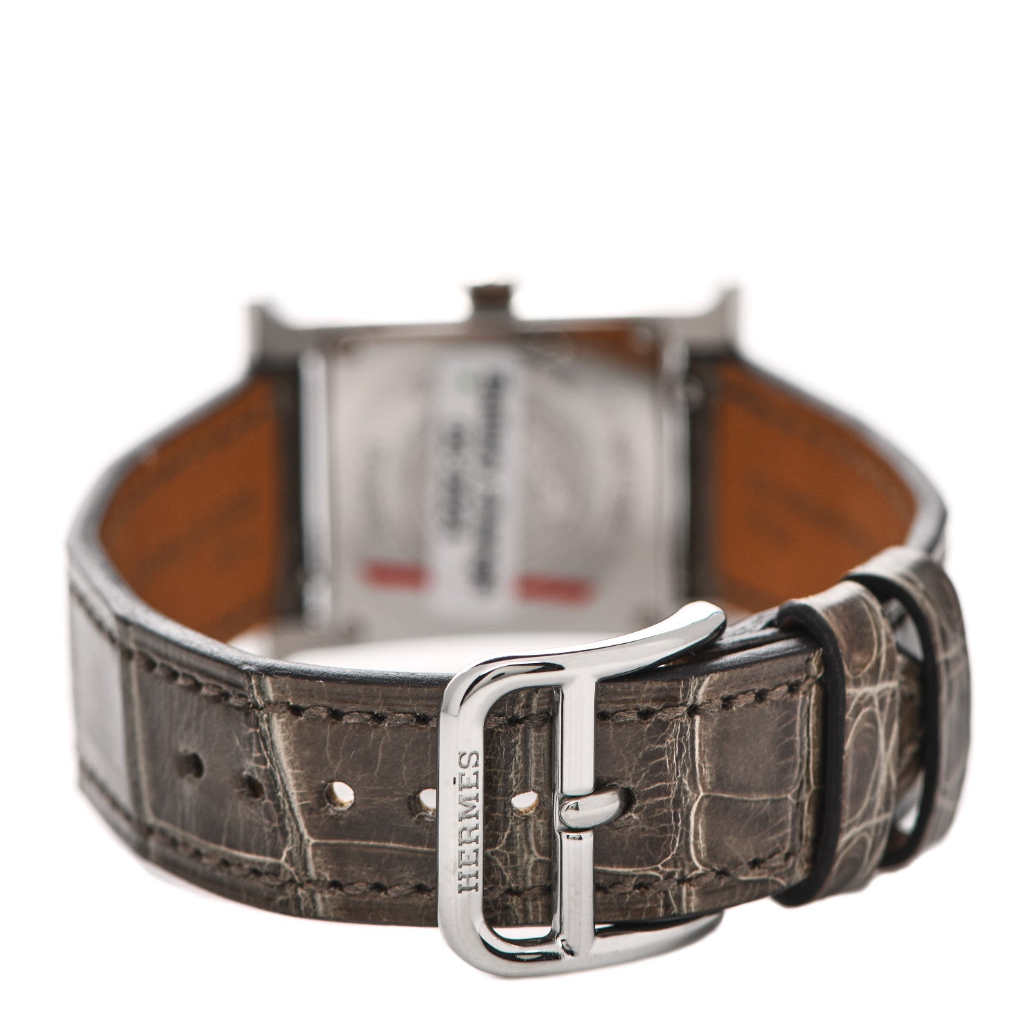 Hermes Stainless Steel Alligator Diamond Bezel Mother of Pearl 21mm Heure H Hour Quartz Watch Gris Elephant 3 of 5