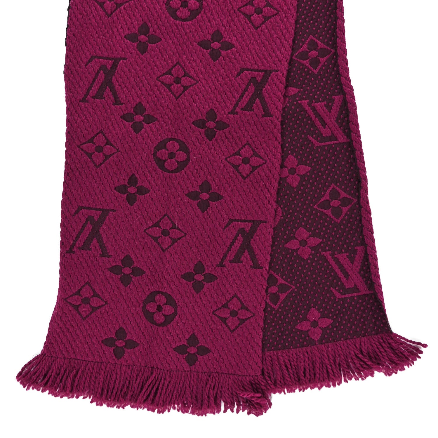 Louis Vuitton Wool Silk Logomania Scarf Cherry 2 of 3