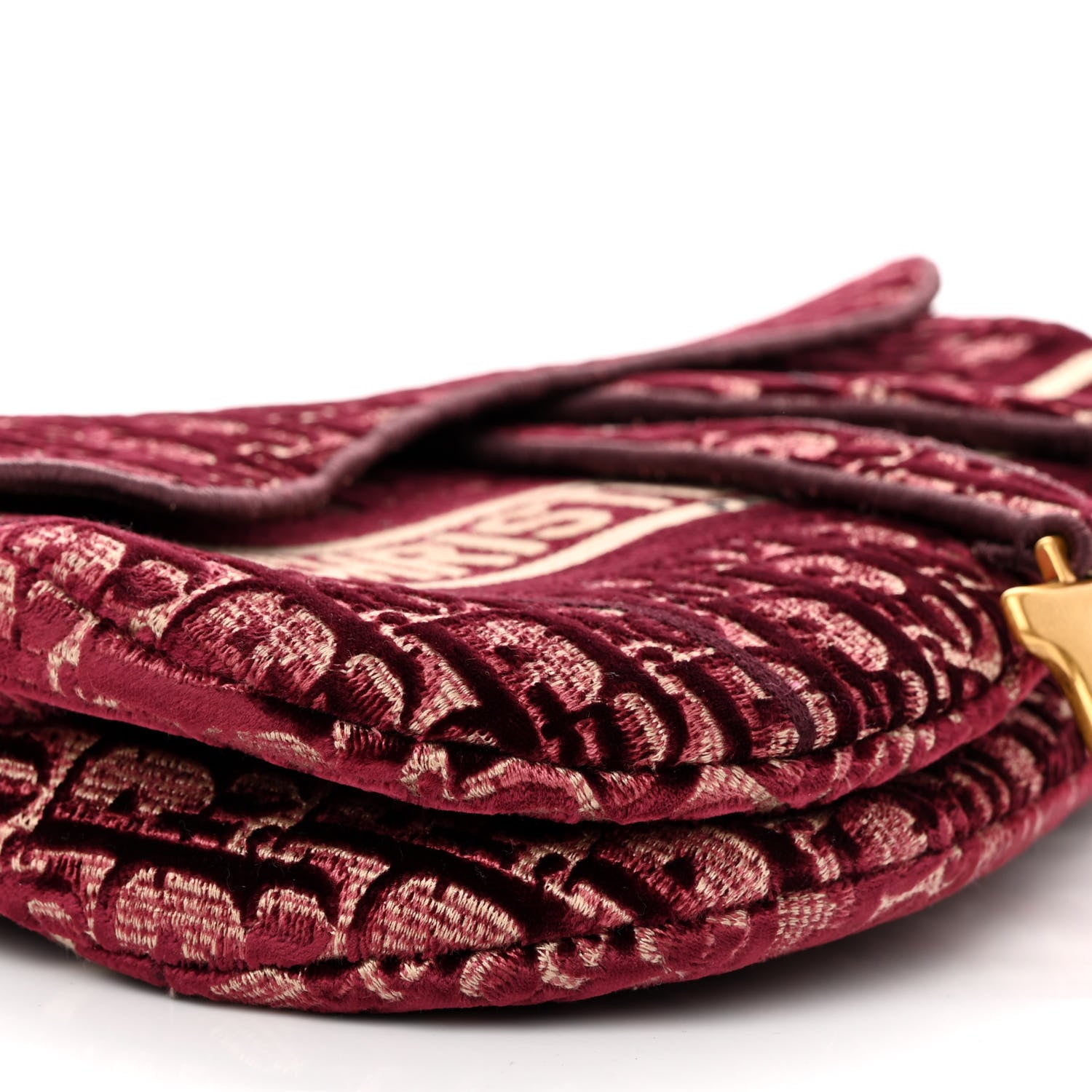 Christian Dior Velvet Oblique Saddle Bag Burgundy 9 of 10