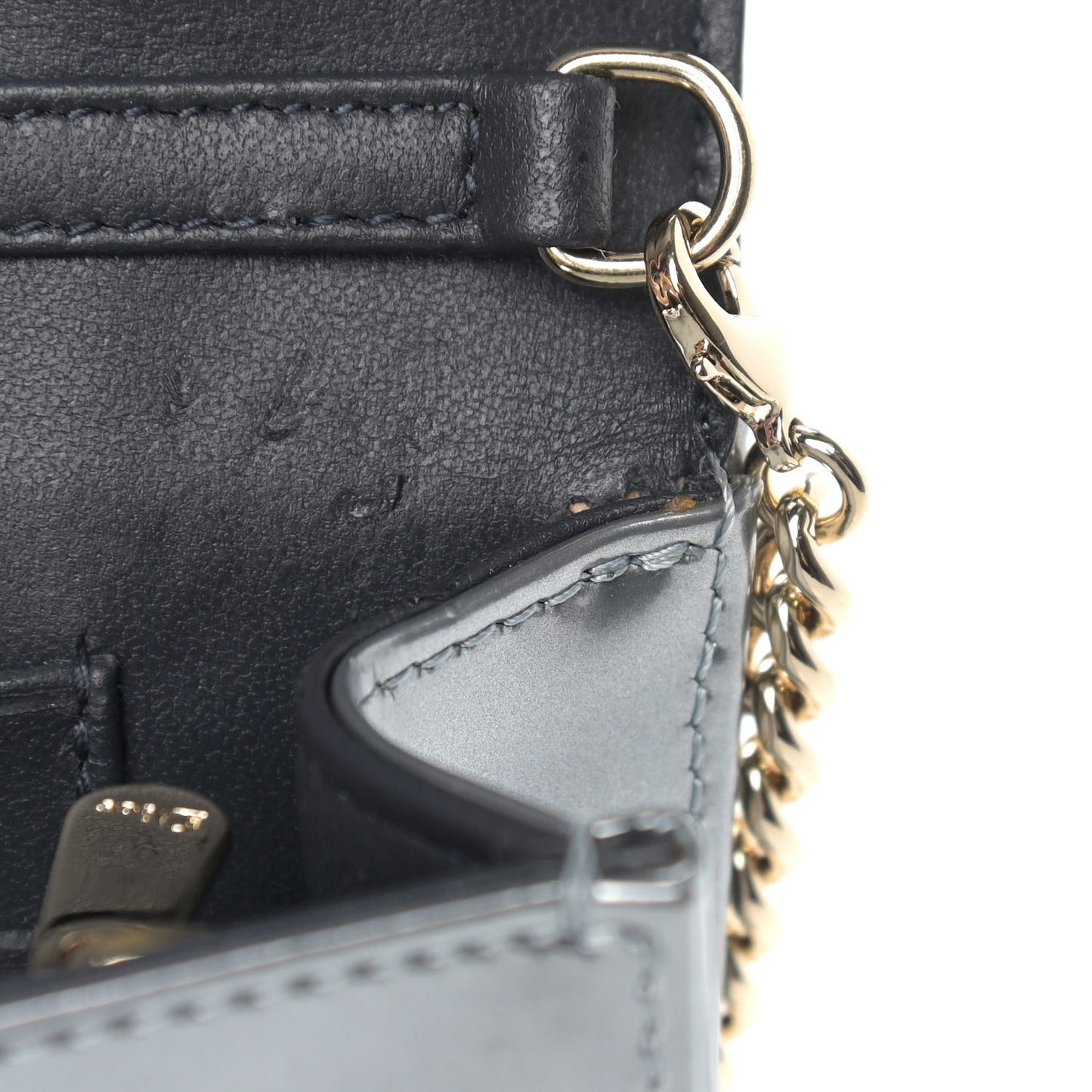 Metallic Patent Micro-Cannage Mini Diorama Flap Bag Silver