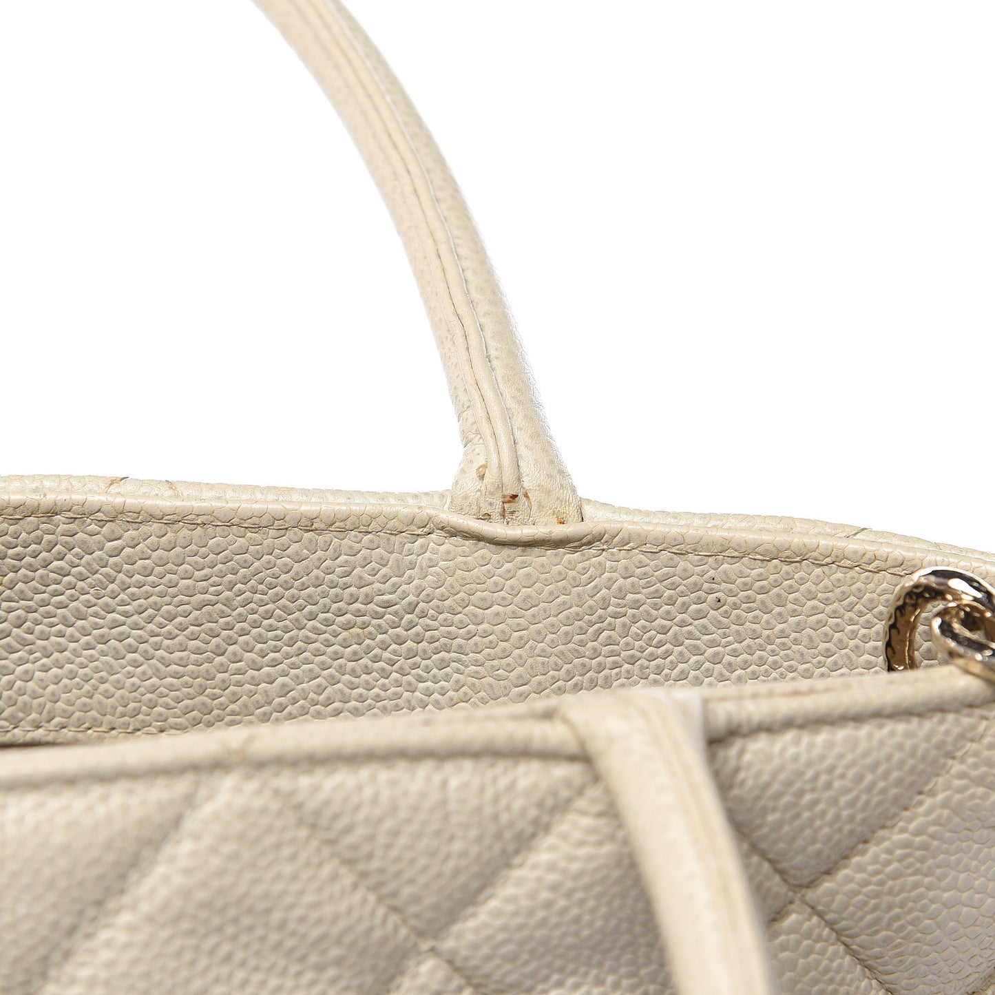 Caviar Quilted Medallion Tote Light Beige