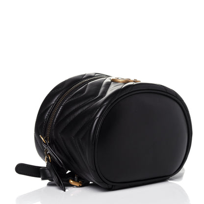 Gucci Calfskin Matelasse Mini GG Marmont Round Backpack Black 3 of 11