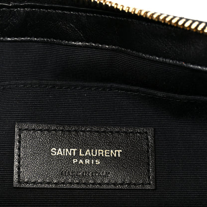 Saint Laurent Calfskin Matelasse Chevron Monogram A5 Wristlet Black 6 of 8