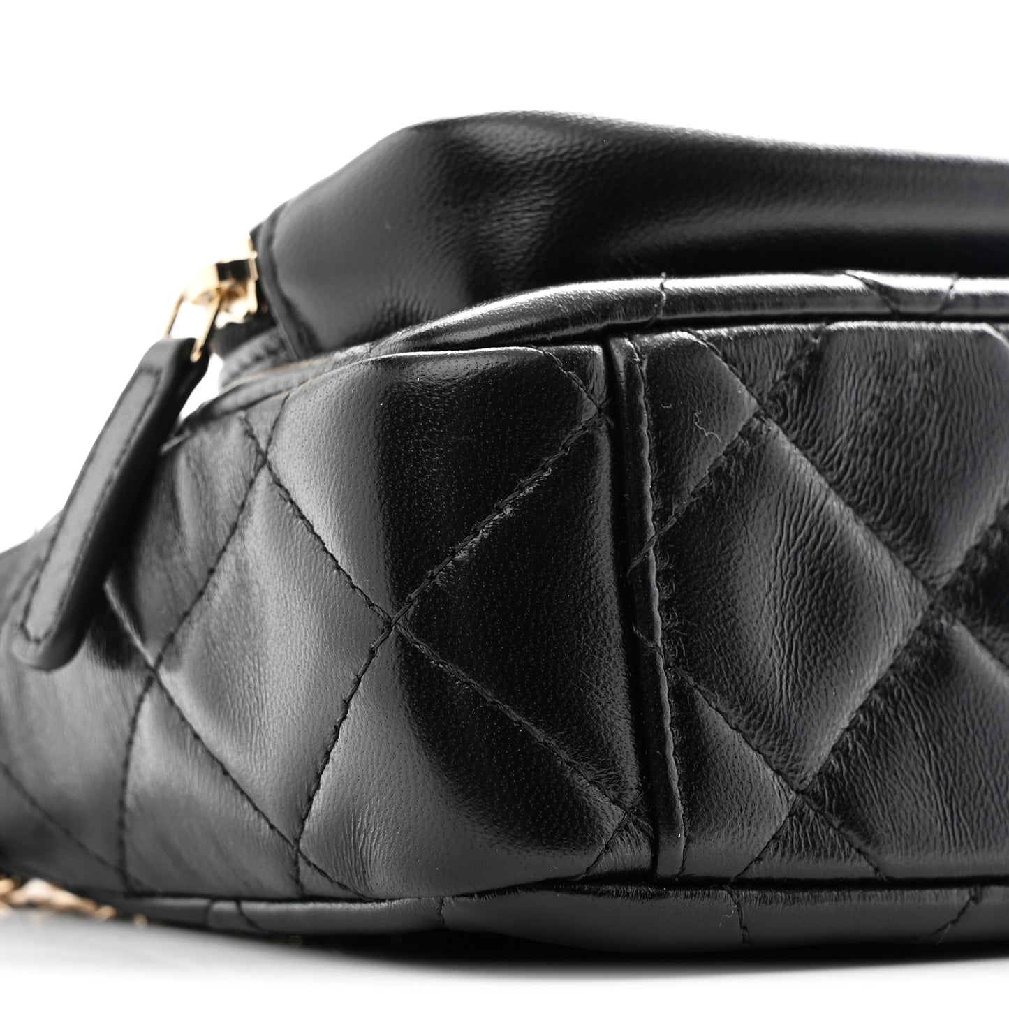 Shiny Crumpled Lambskin Quilted Mini Clutch With Chain Black