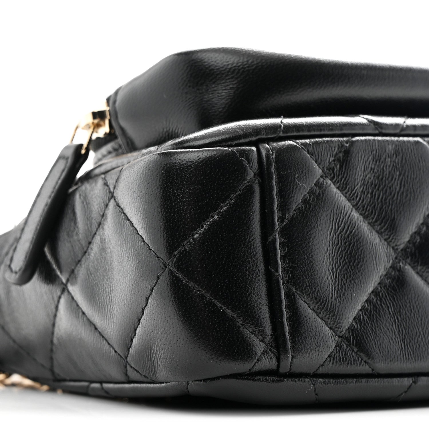Chanel Shiny Crumpled Lambskin Quilted Mini Clutch With Chain Black 9 of 11
