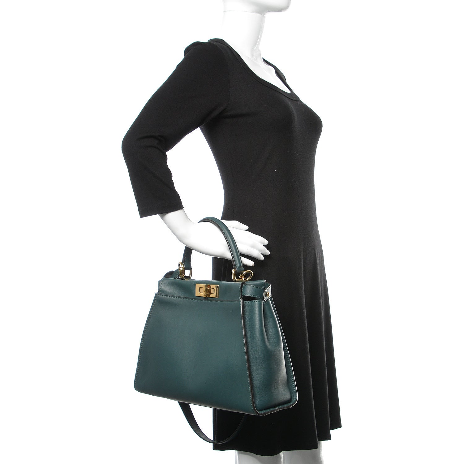 Fendi Vitello Seta Nappa Medium Peekaboo Iconic Satchel Amazzonia 3 of 11