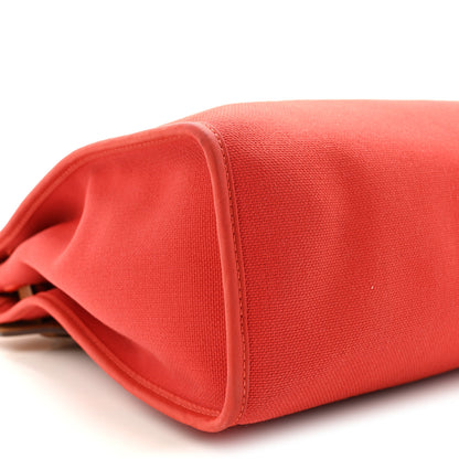 Hermes Vache Hunter Toile Herbag Zip 31 PM Rouge Tomate Natural 9 of 10