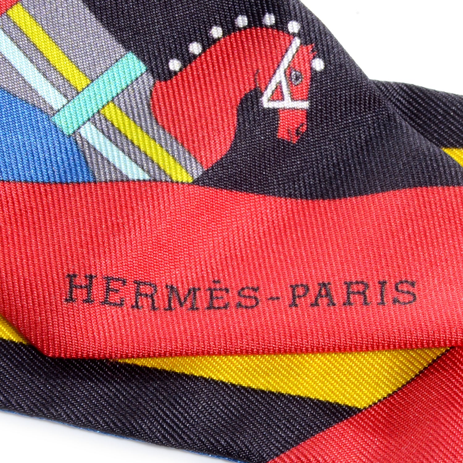 Hermes Silk Rocabar Twilly Bleu Noir Jaune 4 of 5
