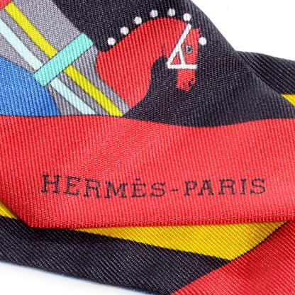 Hermes Silk Rocabar Twilly Bleu Noir Jaune 4 of 5