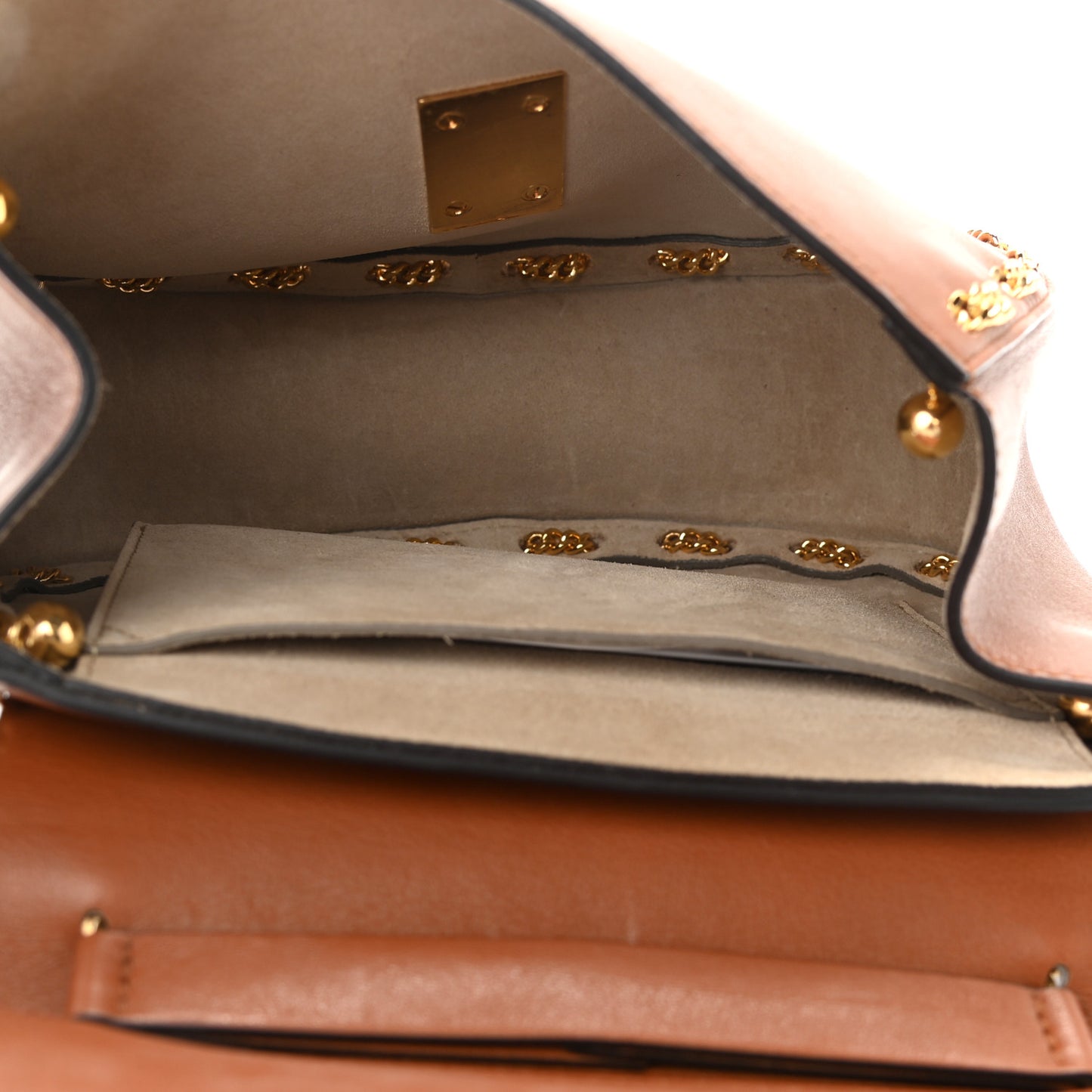 Lambskin Drew Threaded-Chain Shoulder Bag Classic Tobacco