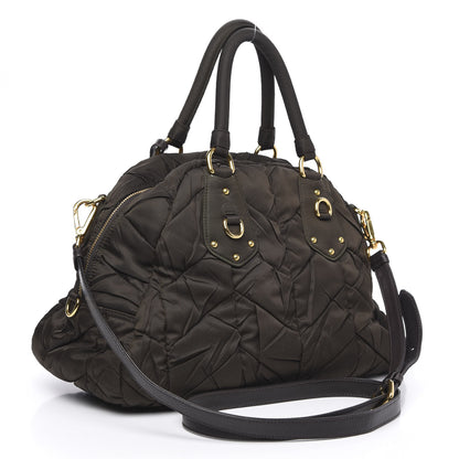 Prada Tessuto Nylon Chevron Quilted Dome Satchel Ebano 3 of 10