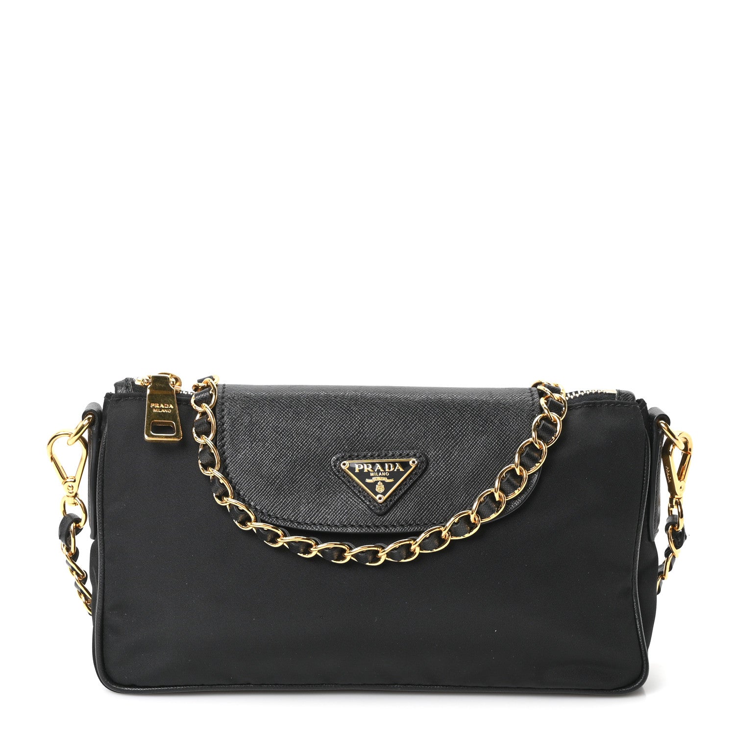 Prada Tessuto Nylon Saffiano Crossbody Bag Black 1 of 11
