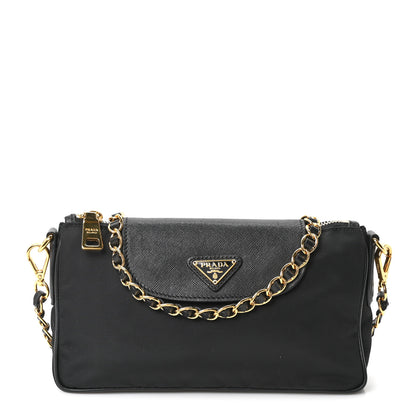 Prada Tessuto Nylon Saffiano Crossbody Bag Black 1 of 11