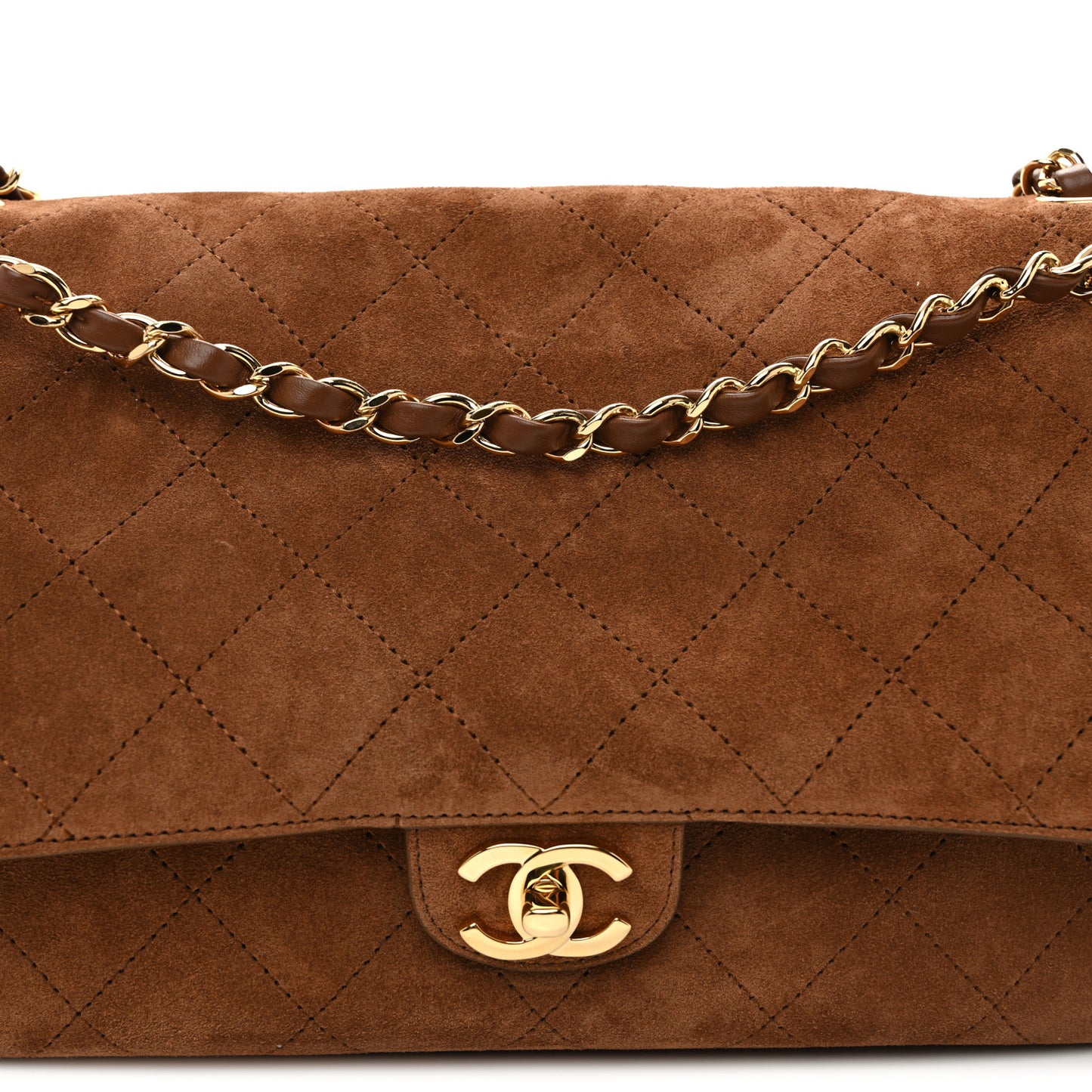 Suede Calfskin Small Souplissimo Maxi Flap Camel
