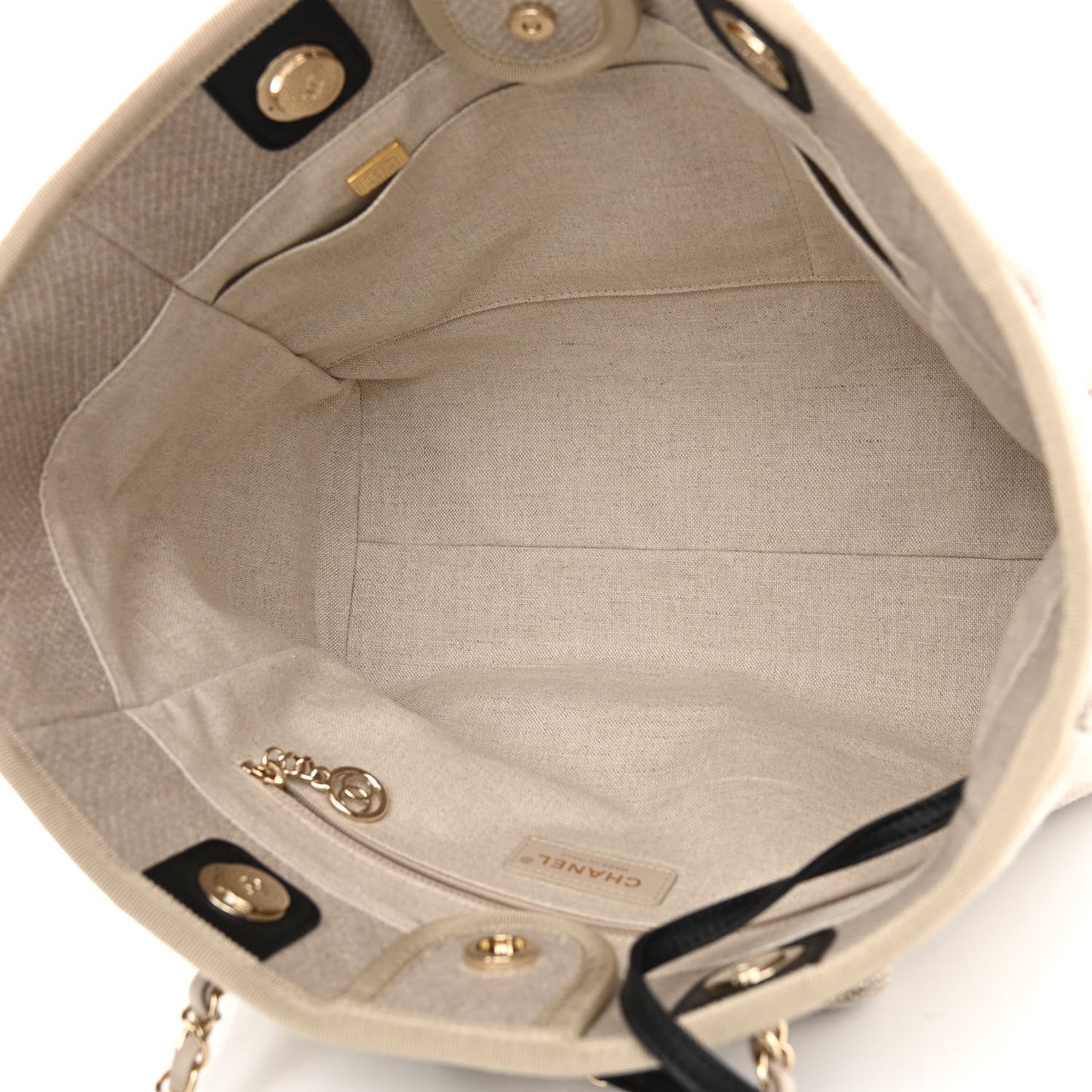 Mixed Fibers Deauville Tote Beige Black