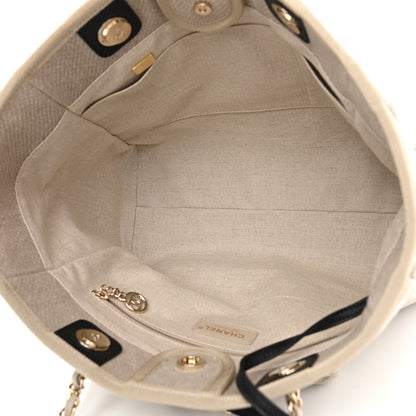 Chanel Mixed Fibers Deauville Tote Beige Black 6 of 12