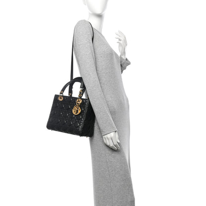 Christian Dior Lambskin Cannage Medium Lady Dior Black 2 of 11