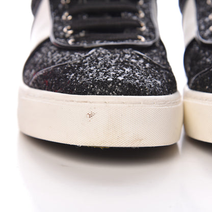 Valentino Garavani Calfskin Glitter Flycrew Sneakers 36.5 Black 10 of 13