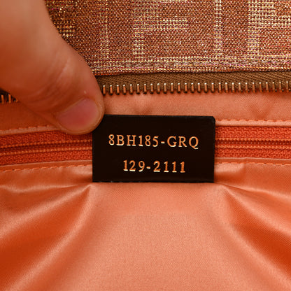 Fendi Metallic Lurex Zucca Medium Roll Tote Arancio 7 of 13