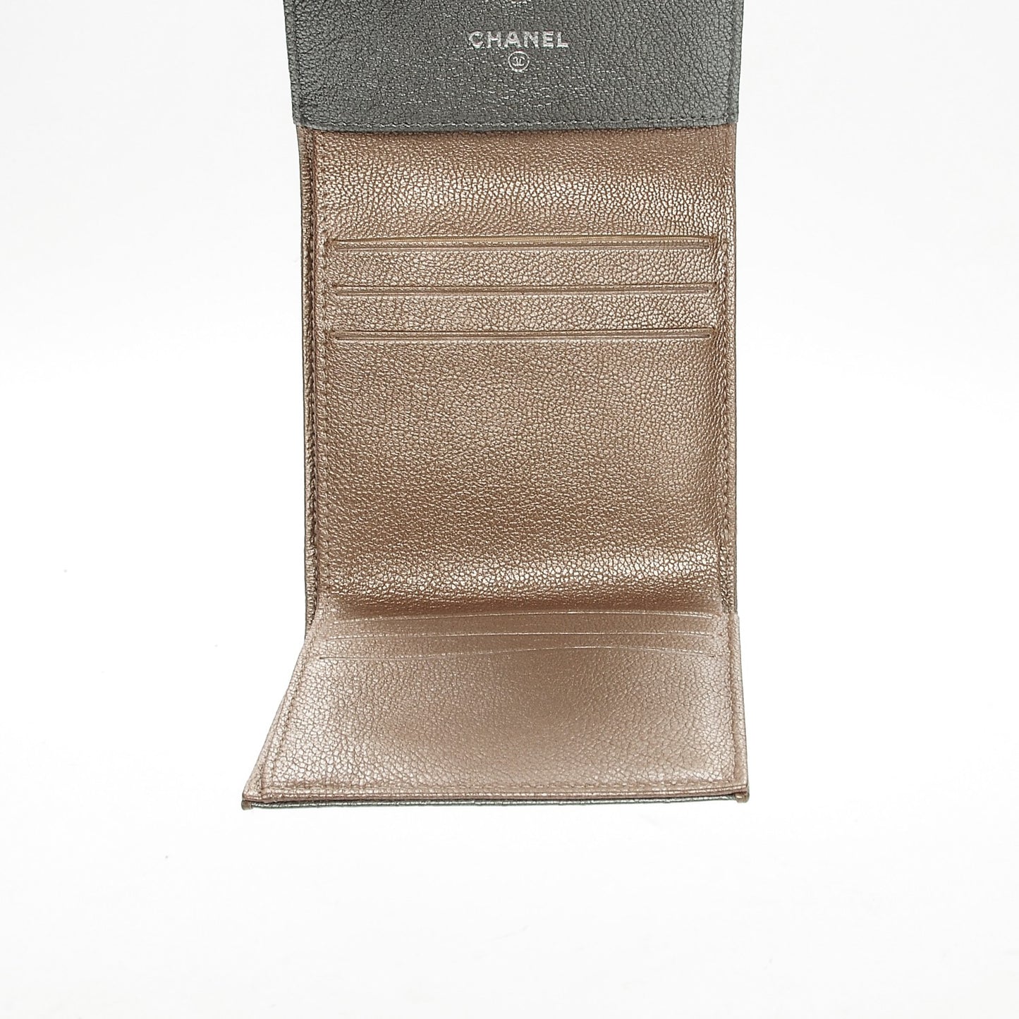 Metallic Calfskin Diamond Stitched Card Holder Wallet Silver Gold