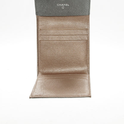 Chanel Metallic Calfskin Diamond Stitched Card Holder Wallet Silver Gold 5 of 8