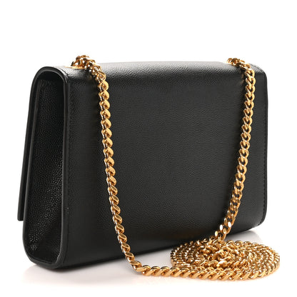Saint Laurent Grain De Poudre Small Classic Monogram Kate Satchel Black 3 of 10