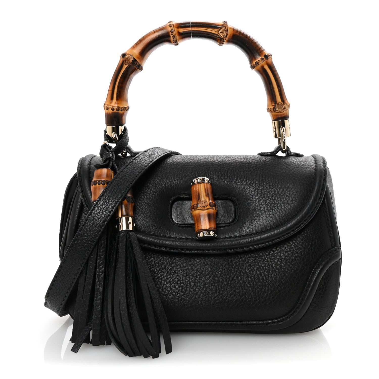Gucci Cellarius Calfskin Medium New Bamboo Top Handle Bag Black 1 of 10