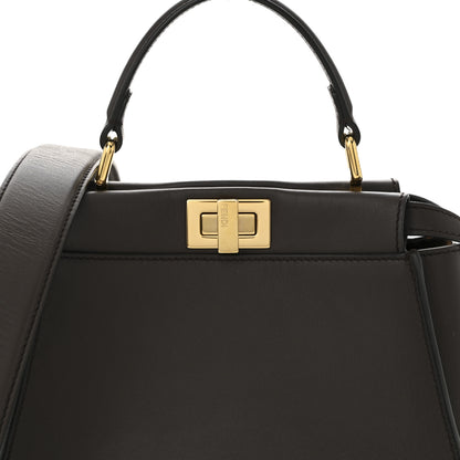 Fendi Vitello Seta Suede FF Mini Peekaboo Iconic Satchel Chocolate Sigaro Marrone 8 of 10