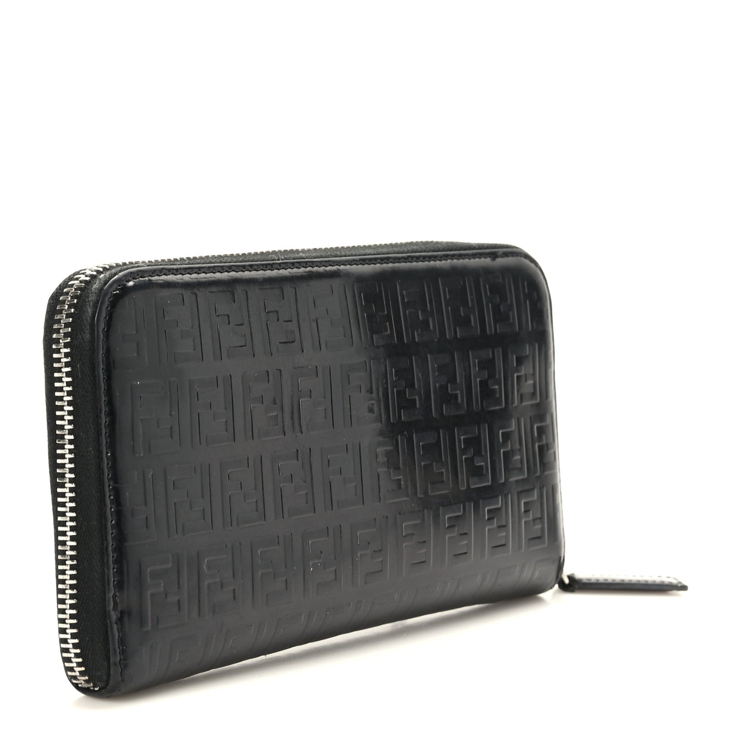 FF Embossed Zip Around Wallet Black