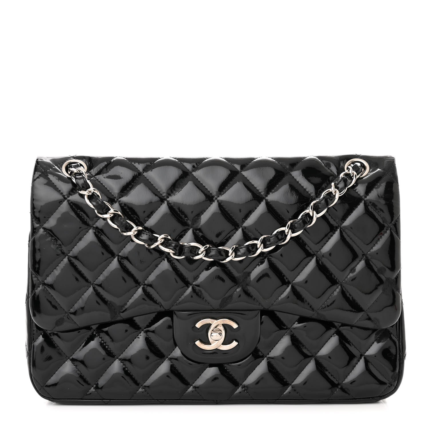 Chanel Patent Quilted Jumbo Double Flap Black 1 of 12