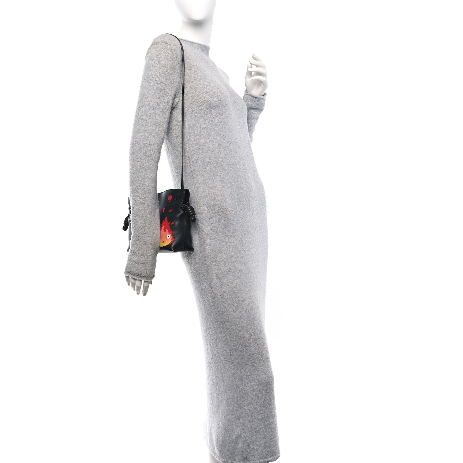Loewe X HOWLS MOVING CASTLE Satin Calfskin Flamenco Knot Clutch Black 3 of 9