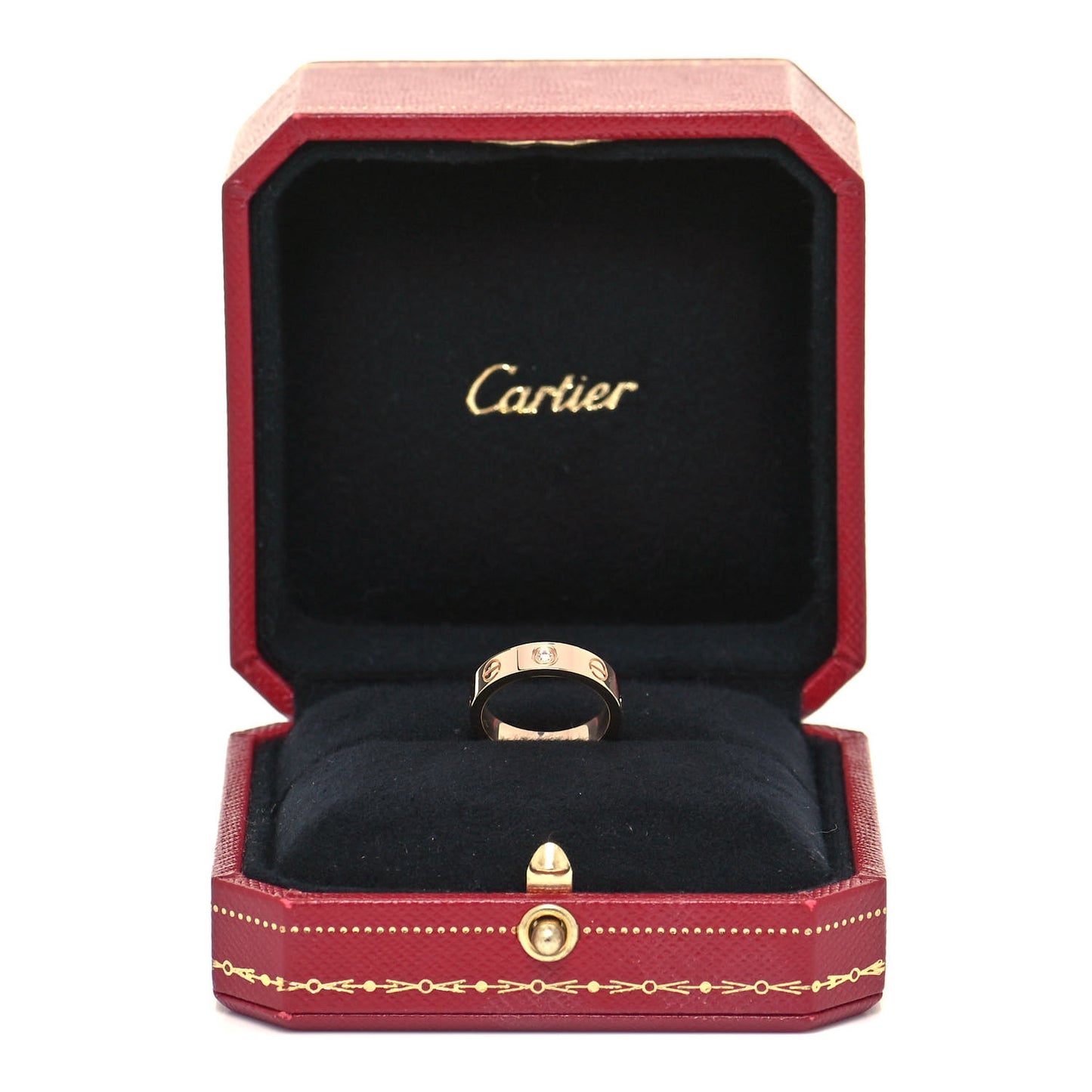 18K Pink Gold Diamond 4mm LOVE Wedding Band Ring 45 3.25