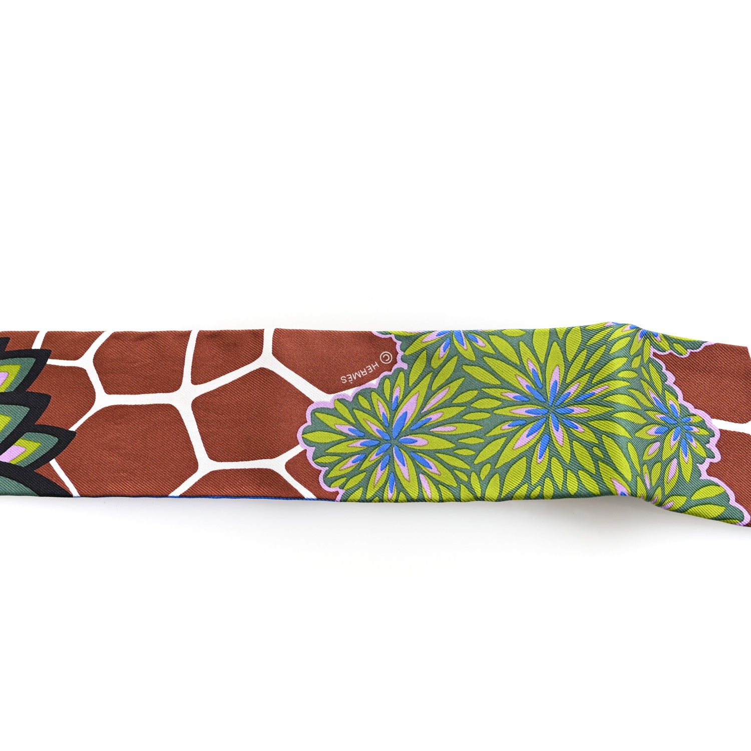 Hermes Silk The Three Graces Twilly Bleu Vert Marron 3 of 4