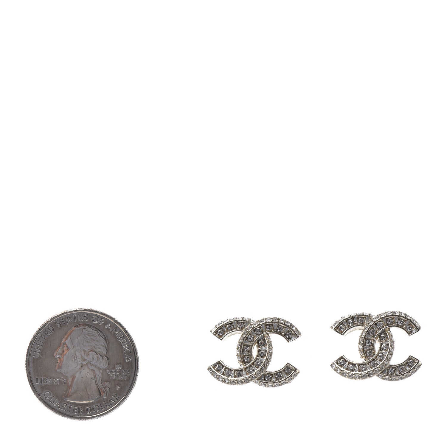 Chanel Crystal Timeless CC Earrings Light Gold 2 of 4