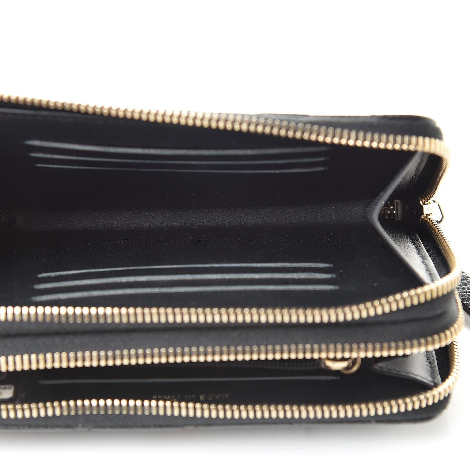 Chanel Caviar Quilted Large Gusset Double Zip Around Wallet Black 5 of 9