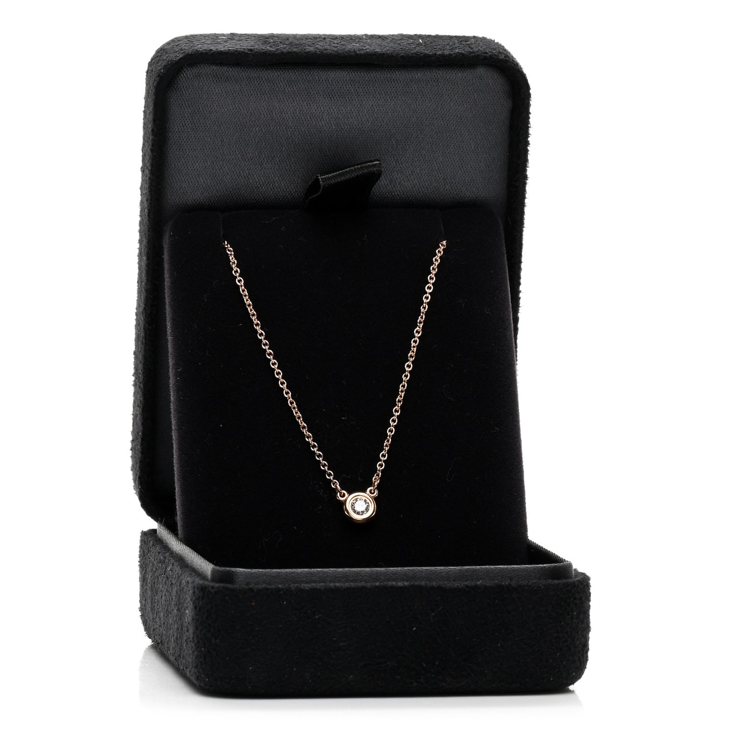 18K Rose Gold Diamond .10ct Elsa Peretti Diamonds by the Yard Pendant Necklace