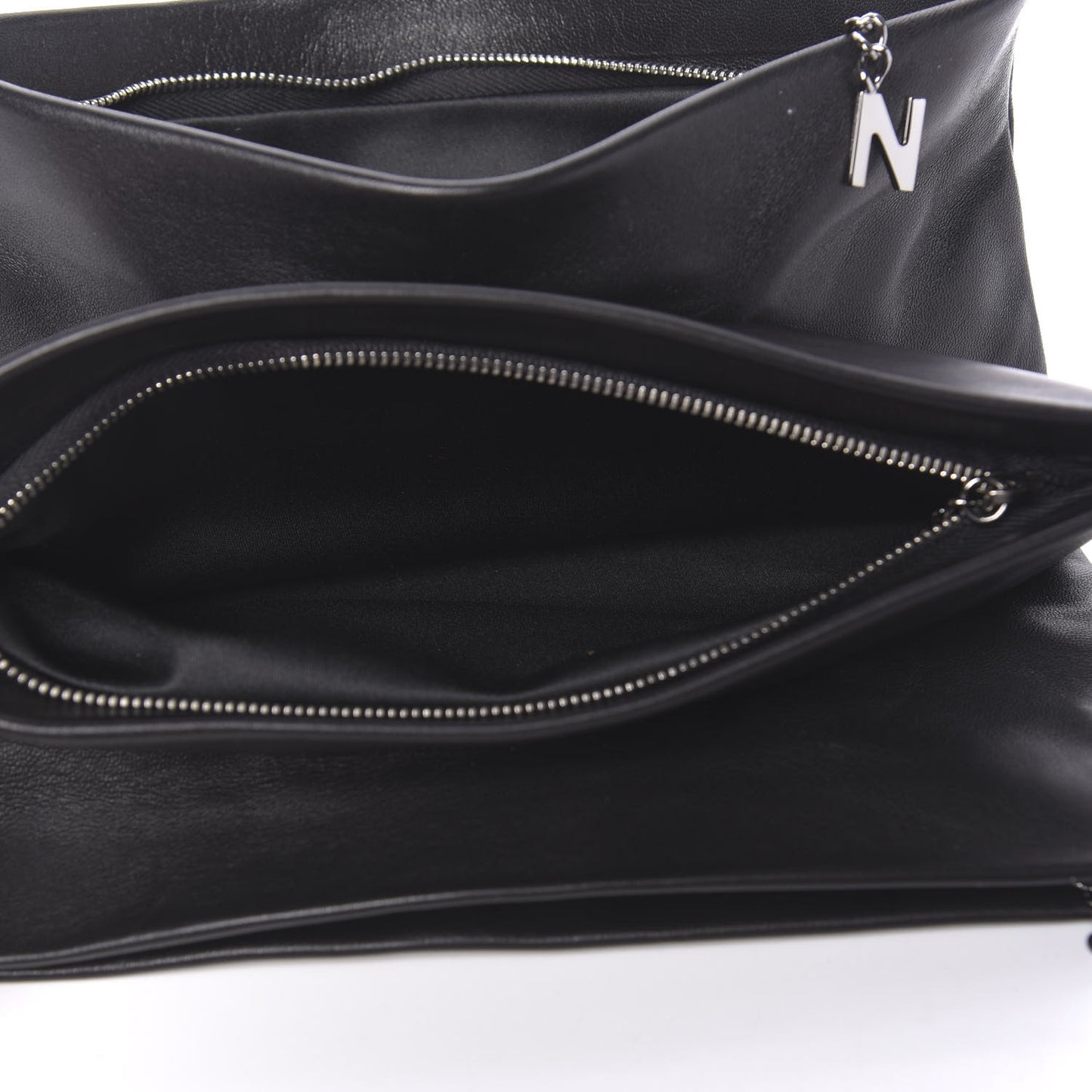 Lambskin Accordion Globe Clutch Black